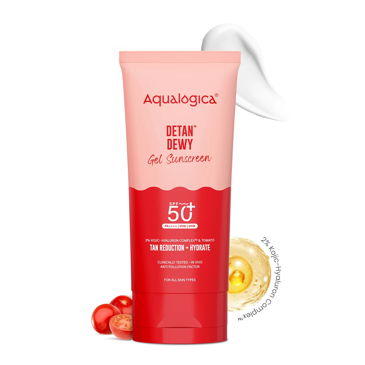 Detan+ Dewy Gel Sunscreen SPF 50+ PA++++ with 2% Kojic-Hyaluron Complex™ & Wild Berries - 80g - Image 11