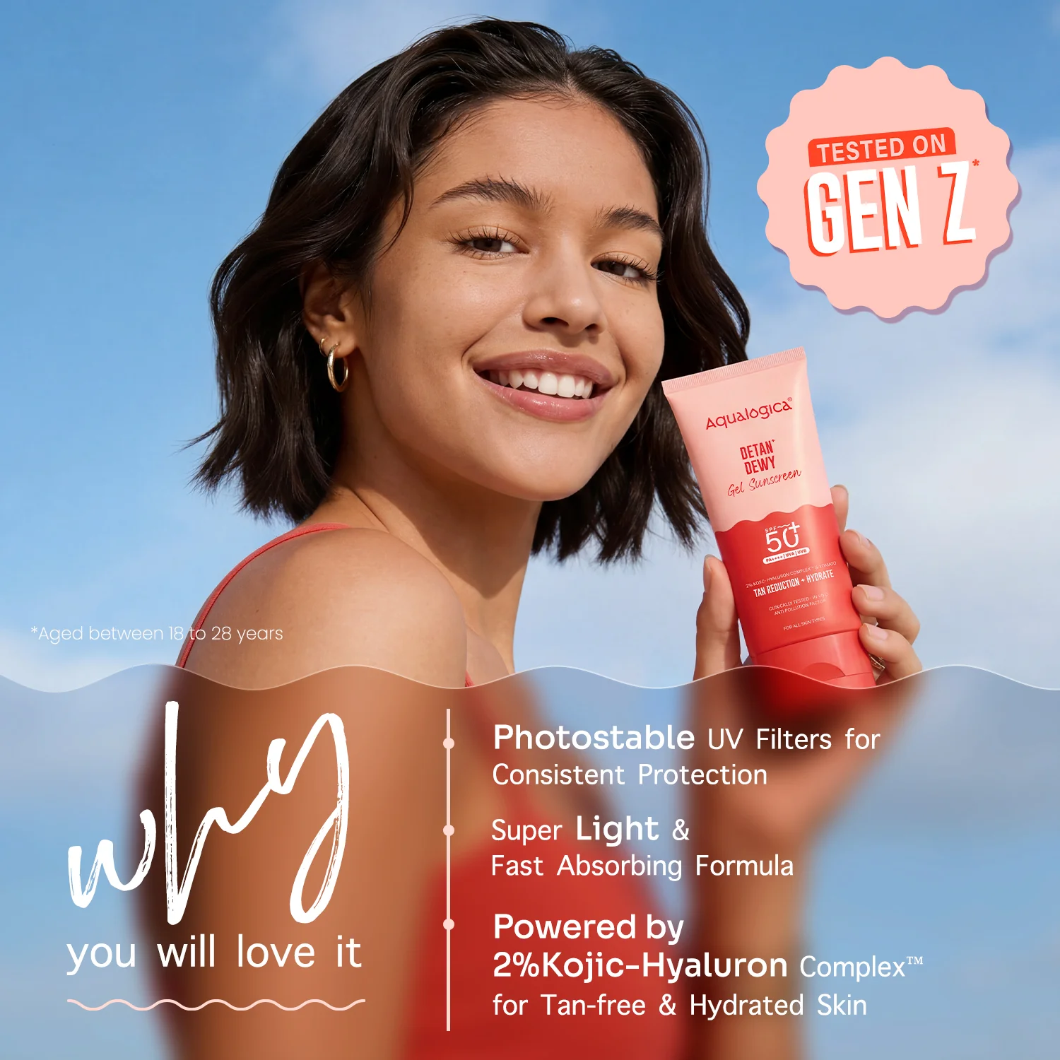 Detan+ Dewy Gel Sunscreen SPF 50+ PA++++ with 2% Kojic-Hyaluron Complex™ & Wild Berries - 80g - Image 3