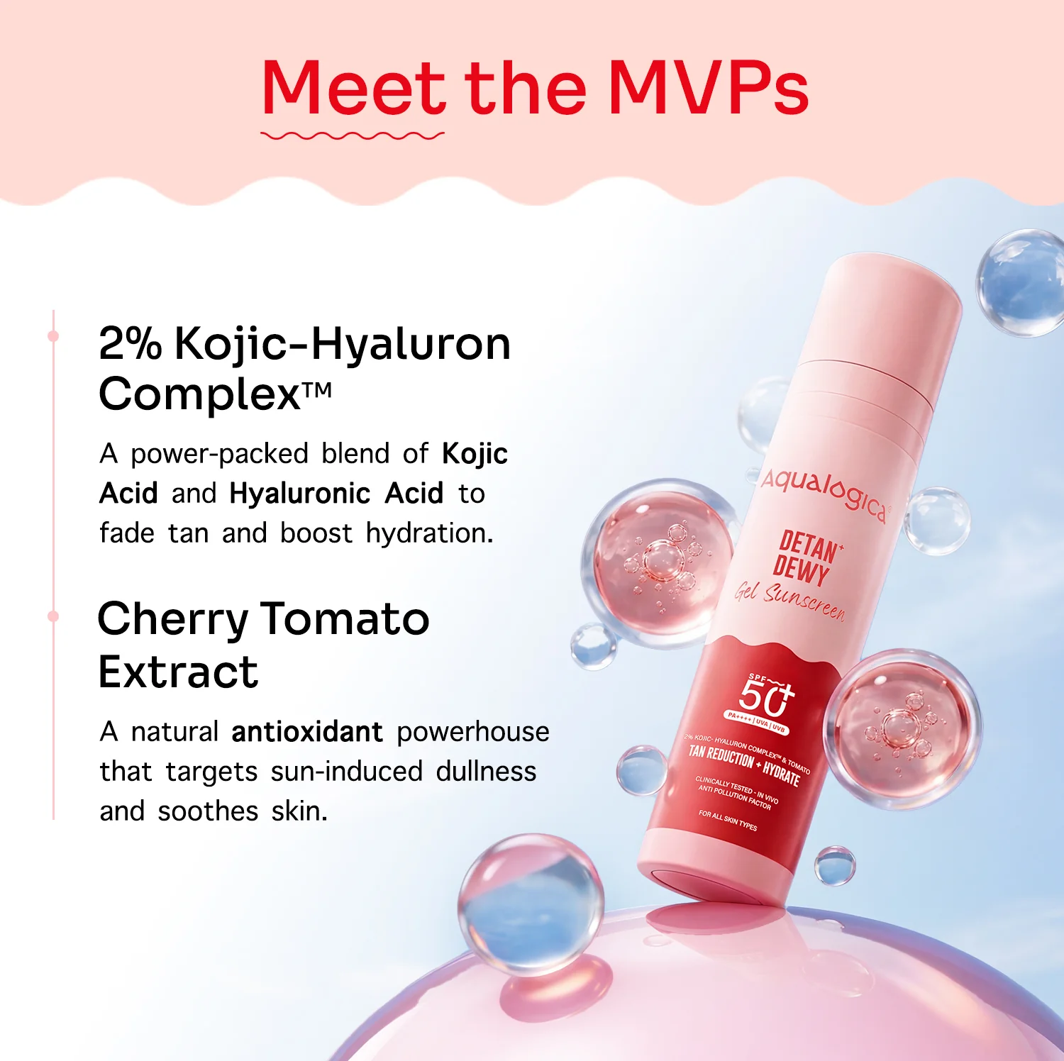 Detan+ Dewy Gel Sunscreen SPF 50+ PA++++ with 2% Kojic-Hyaluron Complex™ & Wild Berries - 50 g - Image 4