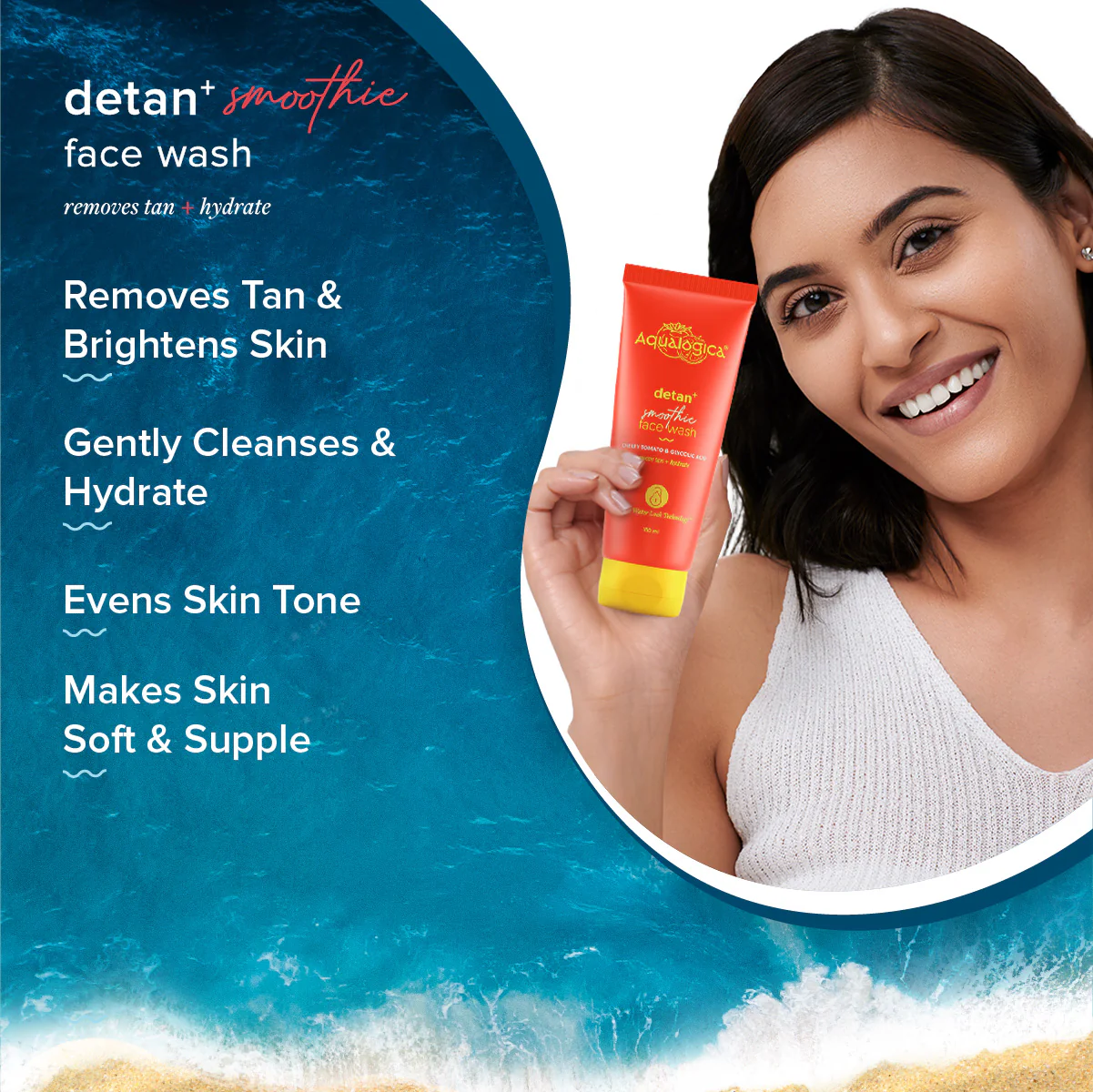 Detan+ Smoothie Face Wash with Cherry Tomato & Glycolic Acid for Tan Removal - 100ml - Image 3