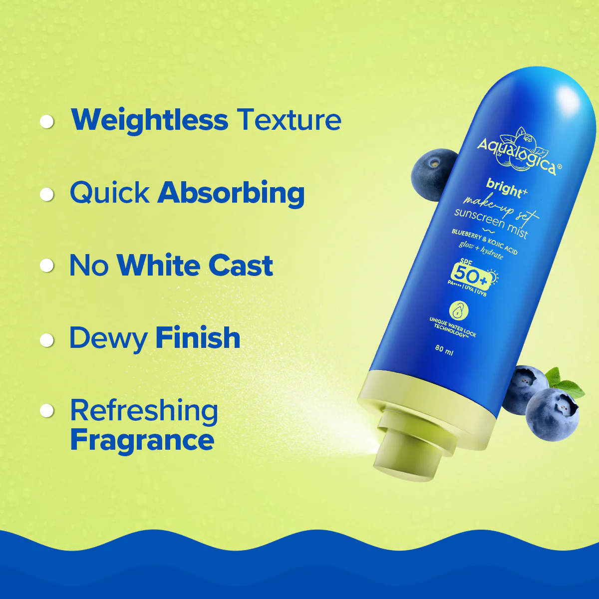 Bright+ Makeup-Set Sunscreen Mist SPF 50+ PA++++ with Blueberry & Kojic Acid - Image 4