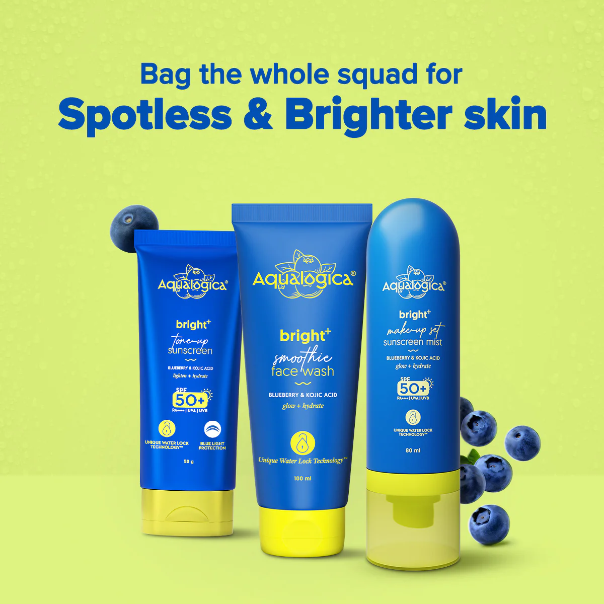 Bright+ Makeup-Set Sunscreen Mist SPF 50+ PA++++ with Blueberry & Kojic Acid - Image 9