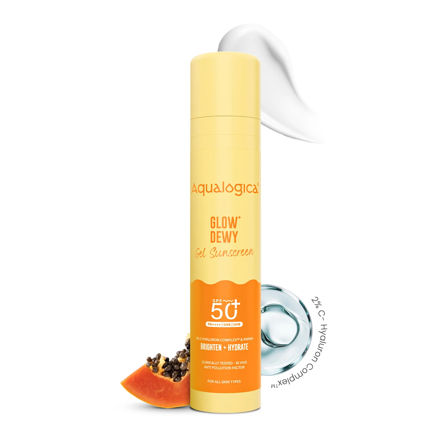 Glow+ Dewy Gel Sunscreen In-Vivo Tested SPF 50+ PA++++ with Papaya & Vitamin C - 50g - Image 3