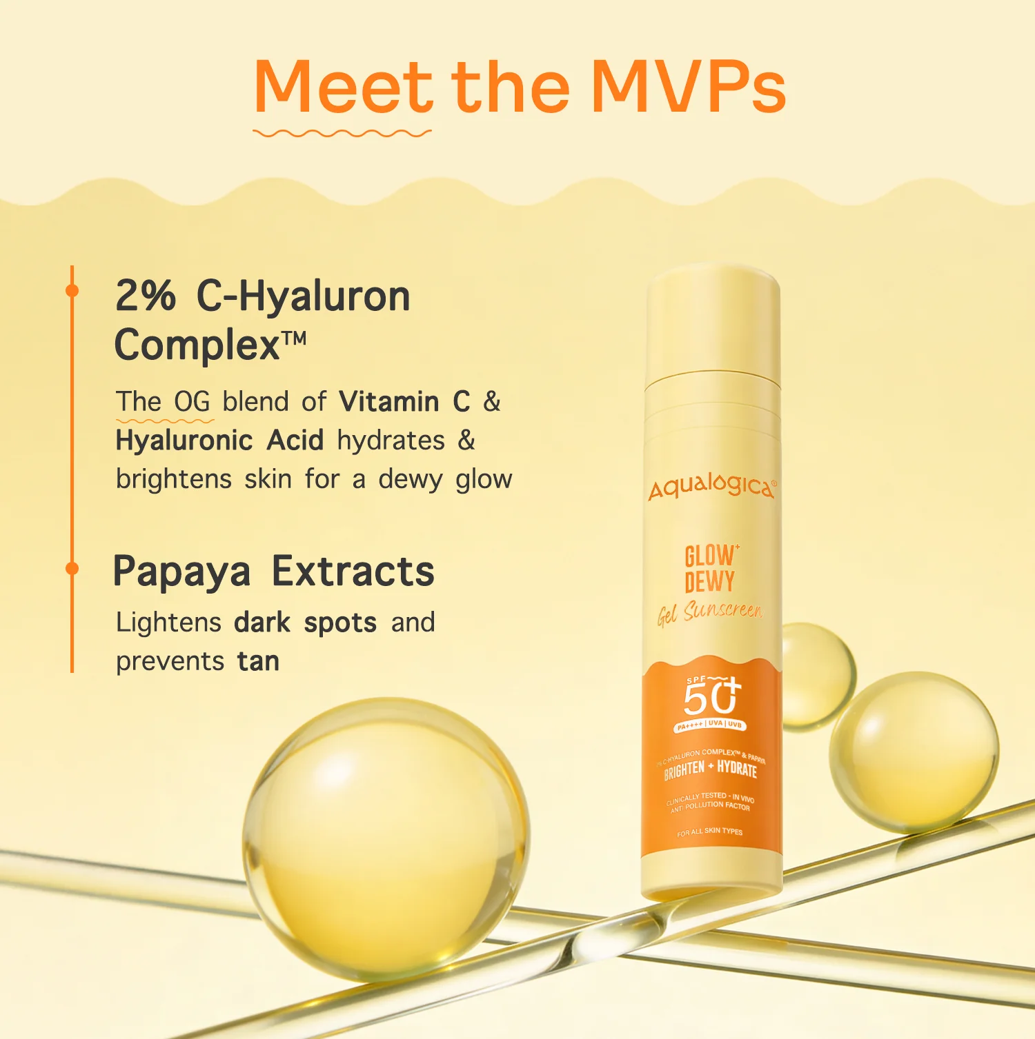 Glow+ Dewy Gel Sunscreen In-Vivo Tested SPF 50+ PA++++ with Papaya & Vitamin C - 50g (Pack of 3) - Image 6