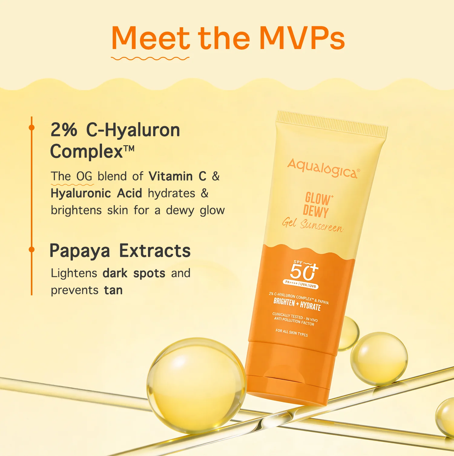 Glow+ Dewy Gel Sunscreen In-Vivo Tested SPF 50+ PA++++ with Papaya & Vitamin C - 80g - Image 10