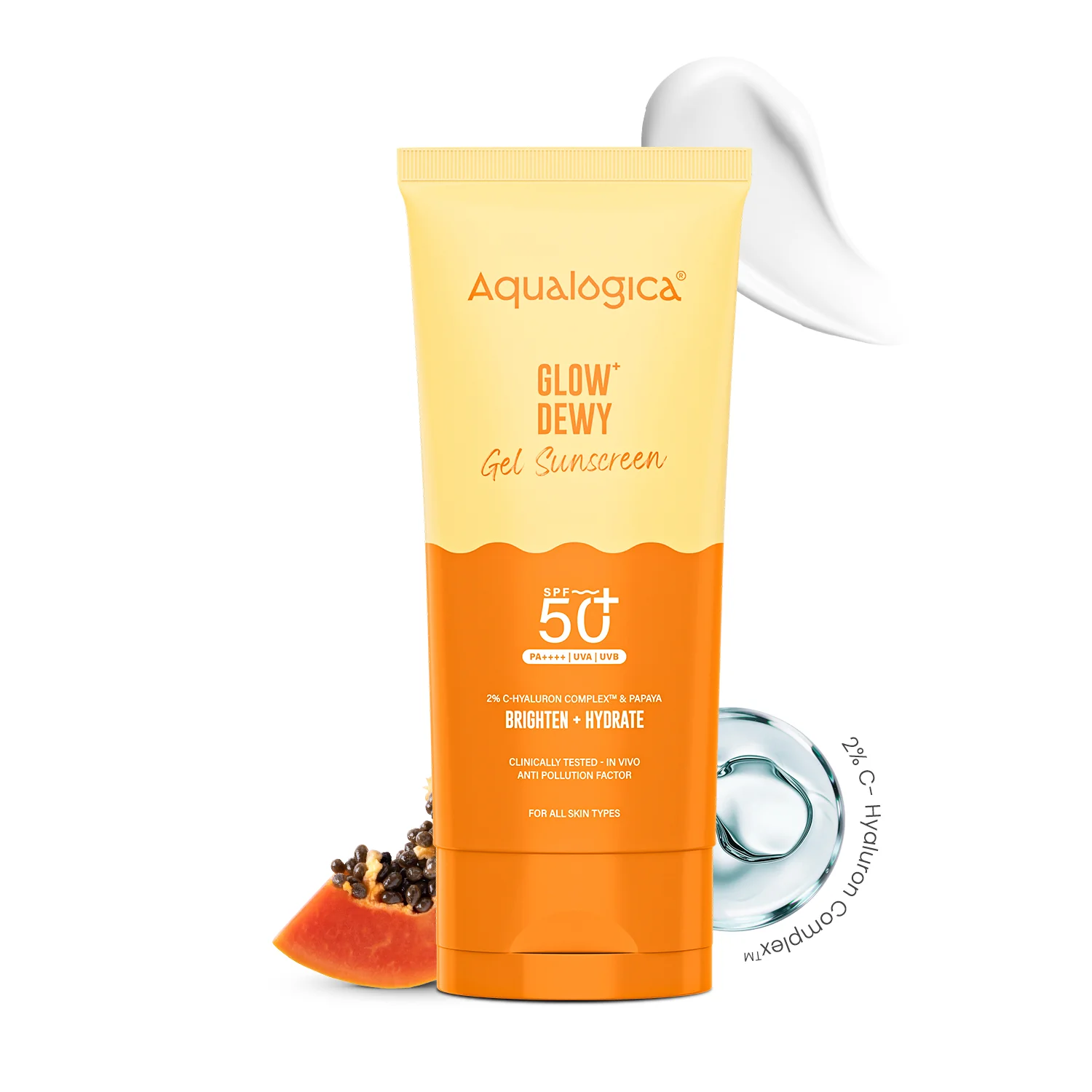 Glow+ Dewy Gel Sunscreen In-Vivo Tested SPF 50+ PA++++ with Papaya & Vitamin C - 80g - Image 3