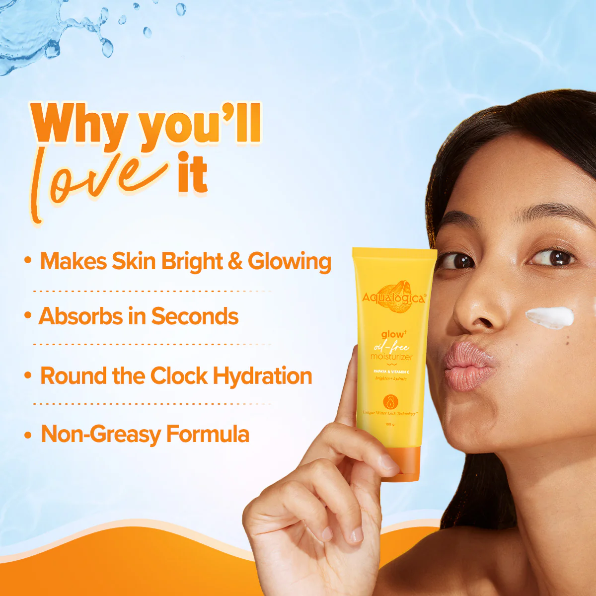 Glow+ Oil Free Moisturizer with Papaya & Vitamin C for Glowing Skin - 100g - Image 4
