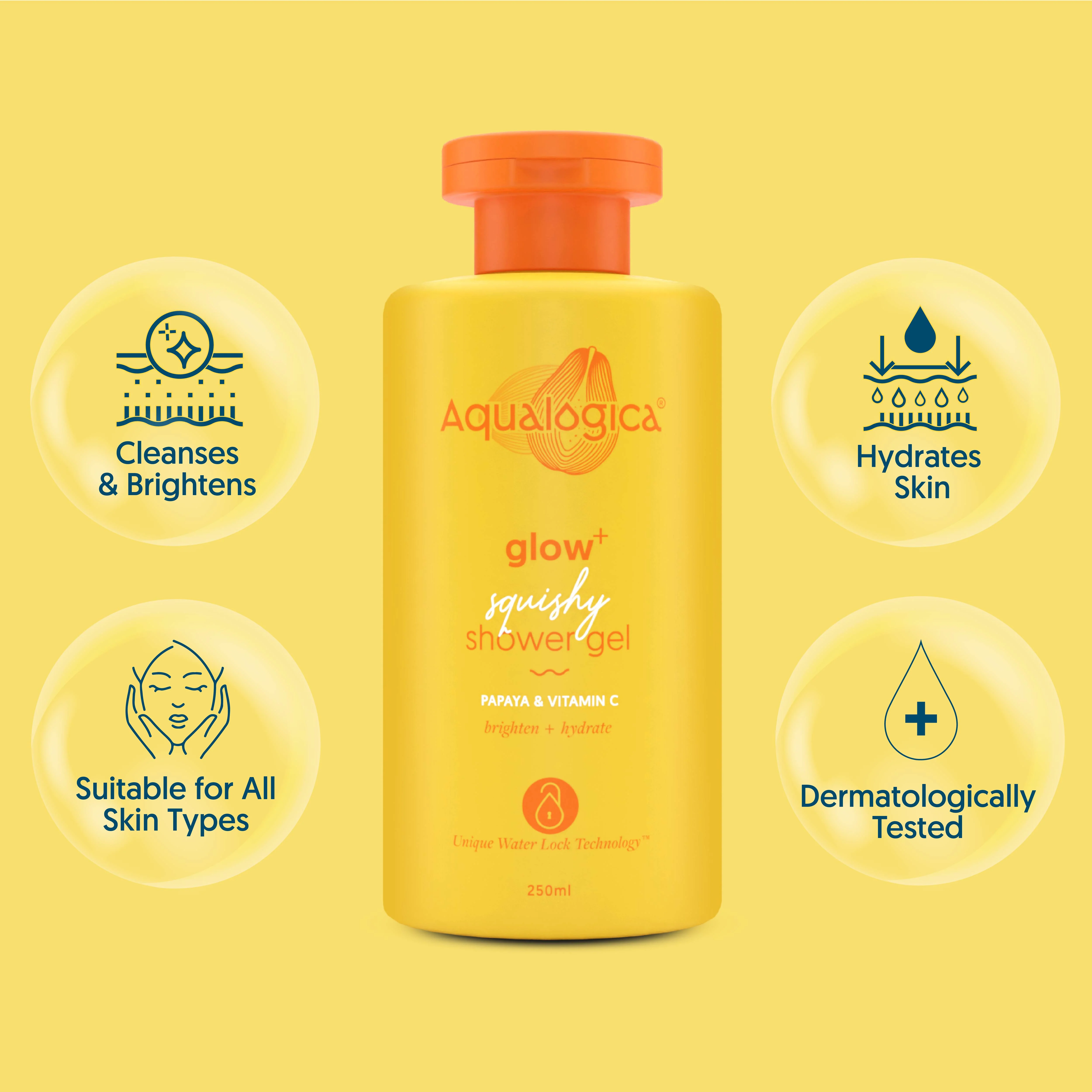 Glow+ Squishy Shower Gel with Papaya & Vitamin C for Glowing Skin - 250ml - Image 3