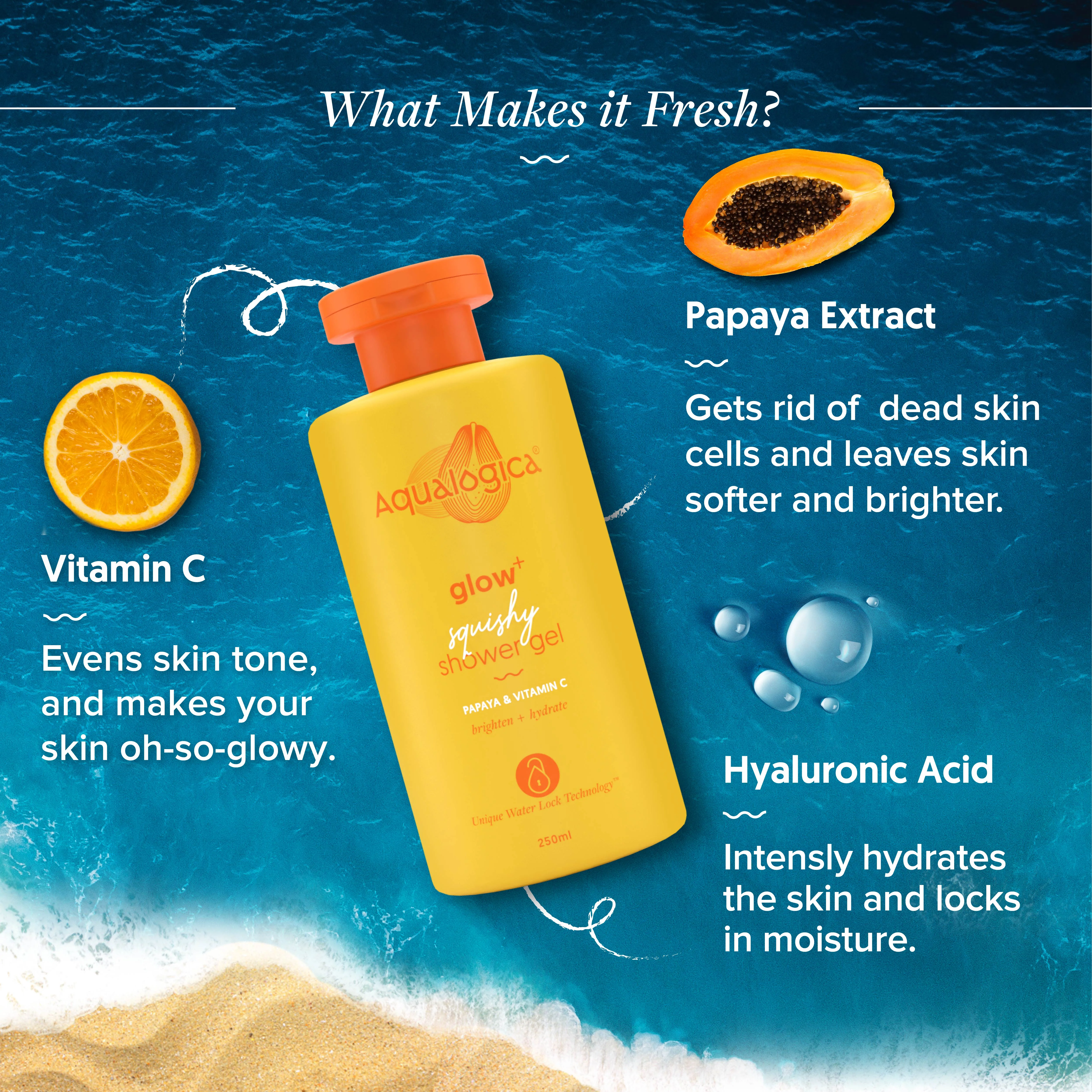 Glow+ Squishy Shower Gel with Papaya & Vitamin C for Glowing Skin - 250ml - Image 5