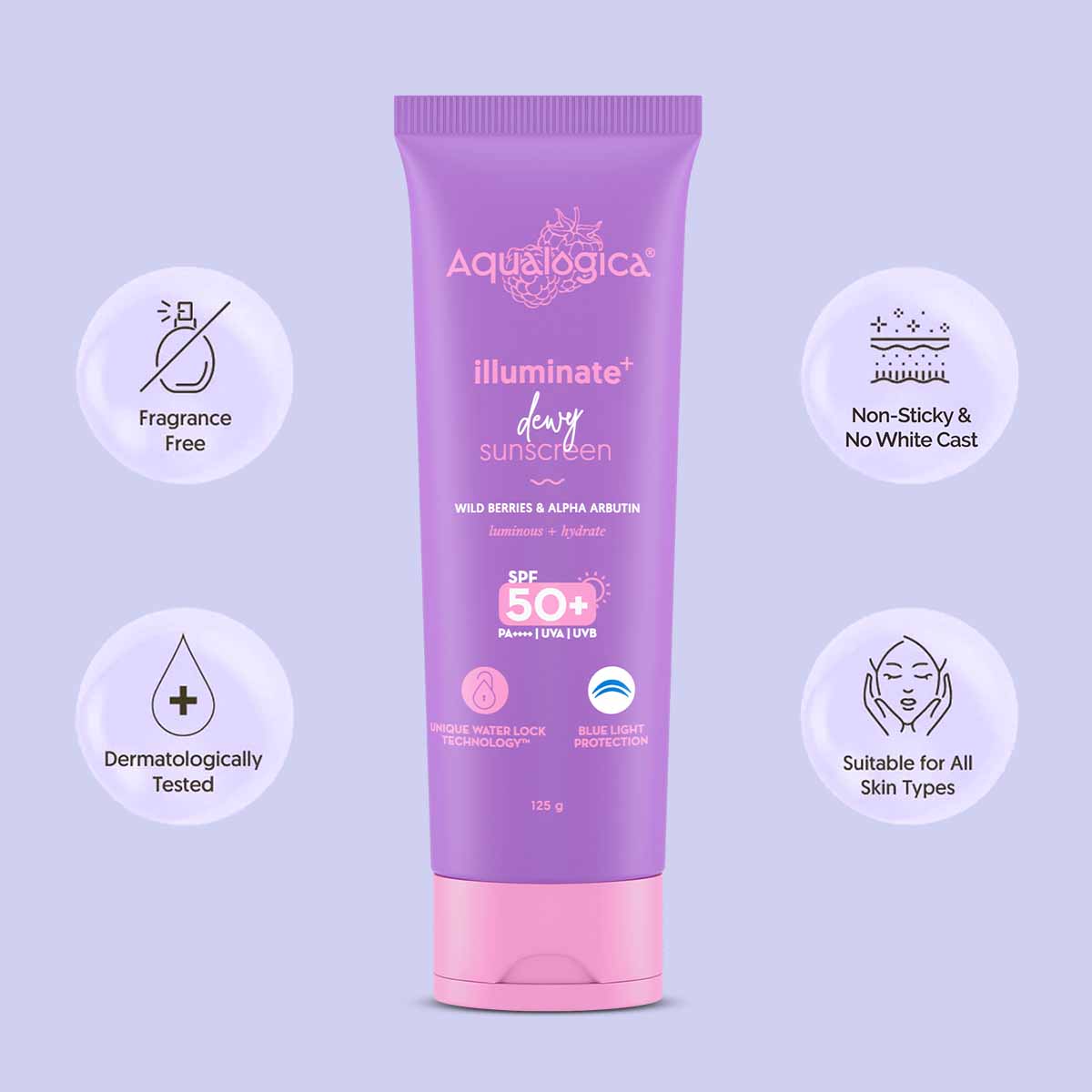 Illuminate+ Dewy Sunscreen SPF 50+ PA++++ with Wild Berries & Alpha Arbutin - 125 g - Image 3