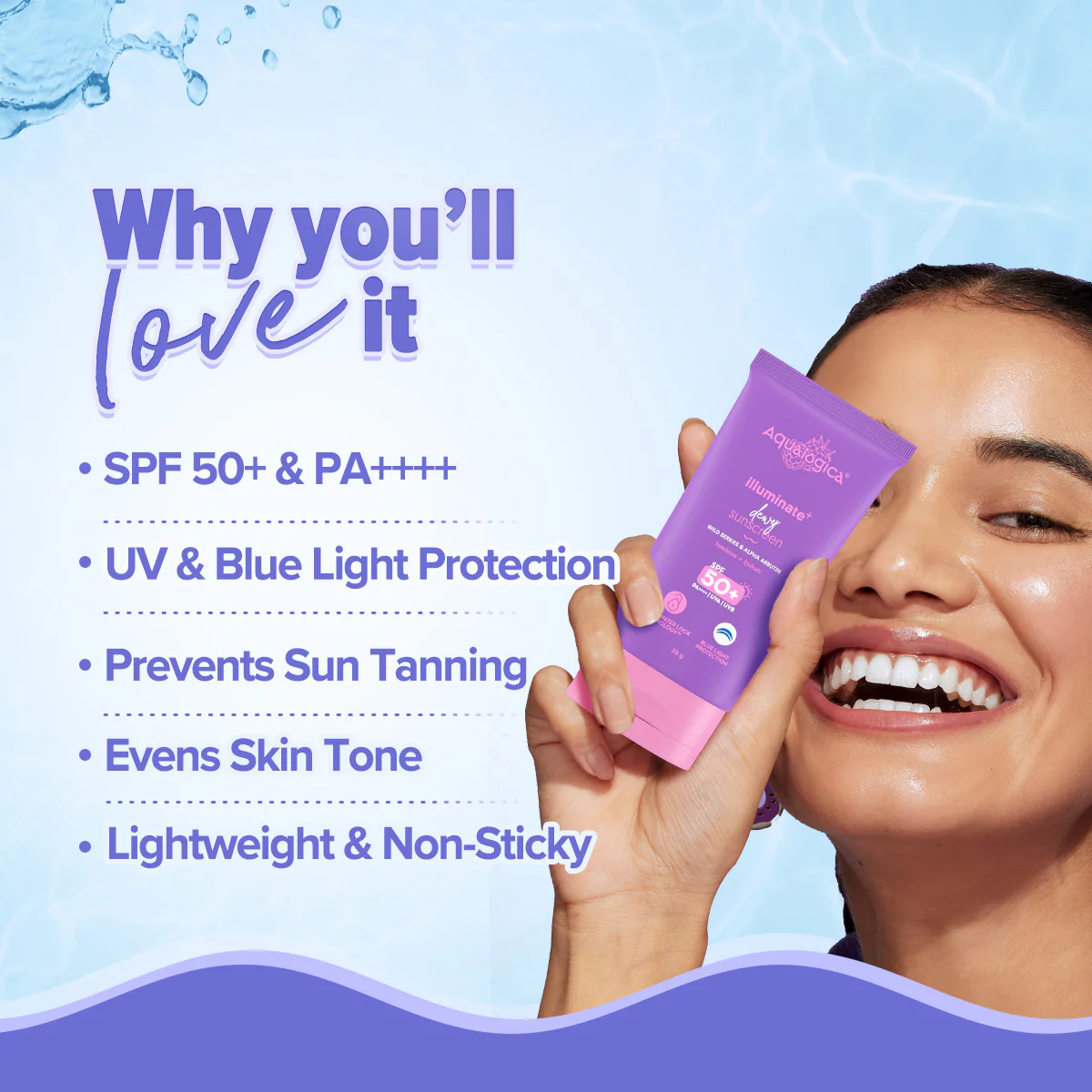 Illuminate+ Dewy Sunscreen In-Vivo Tested SPF 50+ PA++++ with Wild Berries & Alpha Arbutin - 30 g - Image 3