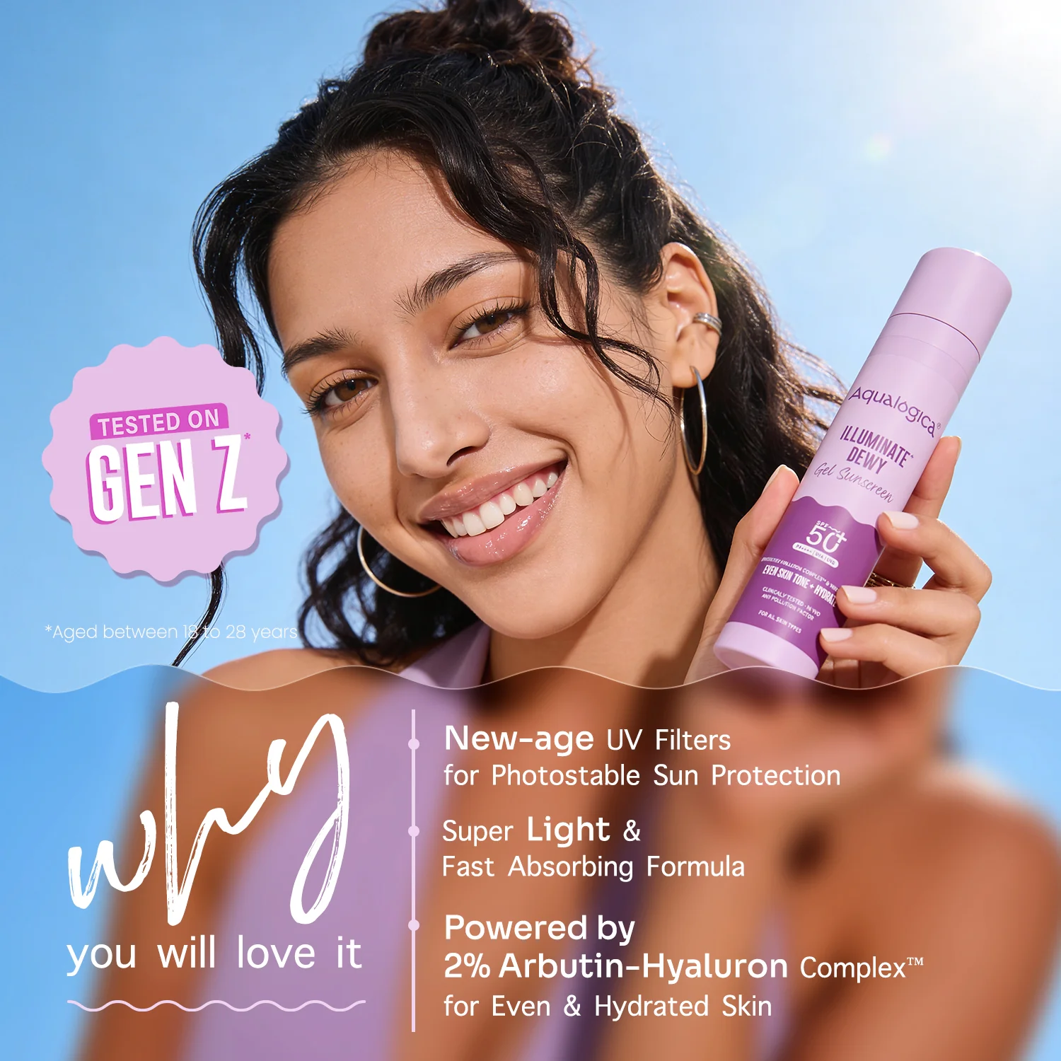 Illuminate+ Dewy Gel Sunscreen SPF 50+ PA++++  with 2% Arbutin-Hyaluron Complex™ & Wild Berries - 50g - Image 3
