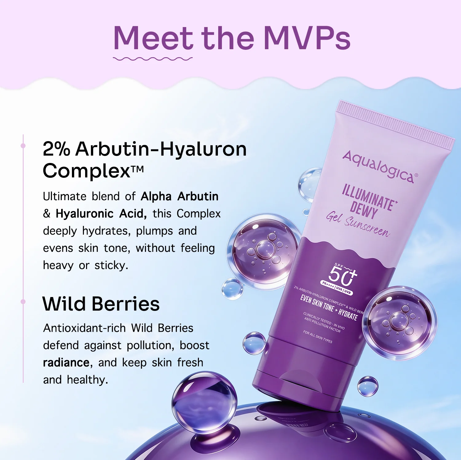 Illuminate+ Dewy Sunscreen In-Vivo Tested SPF 50+ PA++++ with Wild Berries & Alpha Arbutin - 80 g - Image 4