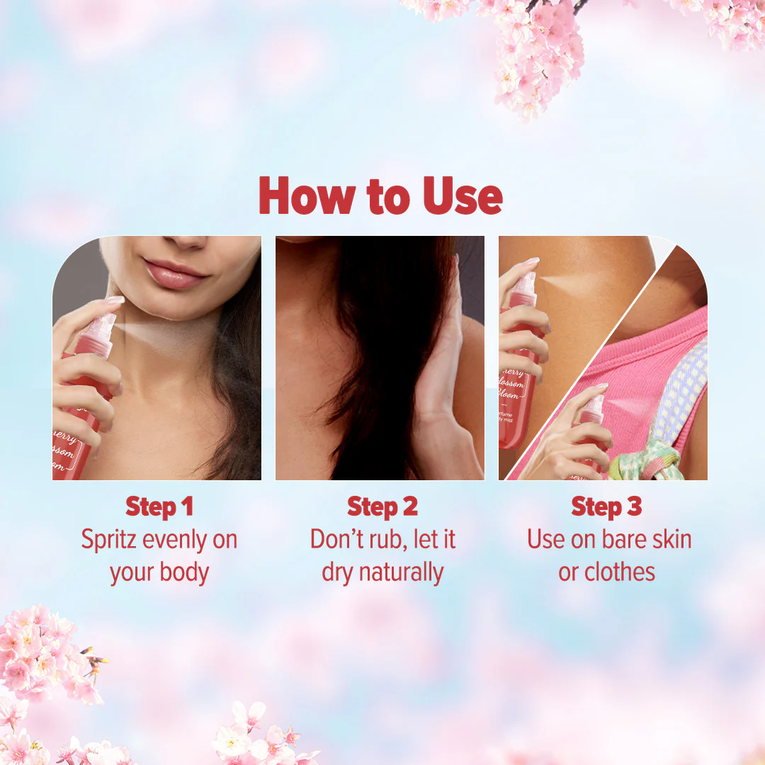 Refresh+ Cherry Blossom Bloom Perfume Body Mist with Zemea and Hyaluronic Acid 150 ml - Image 7