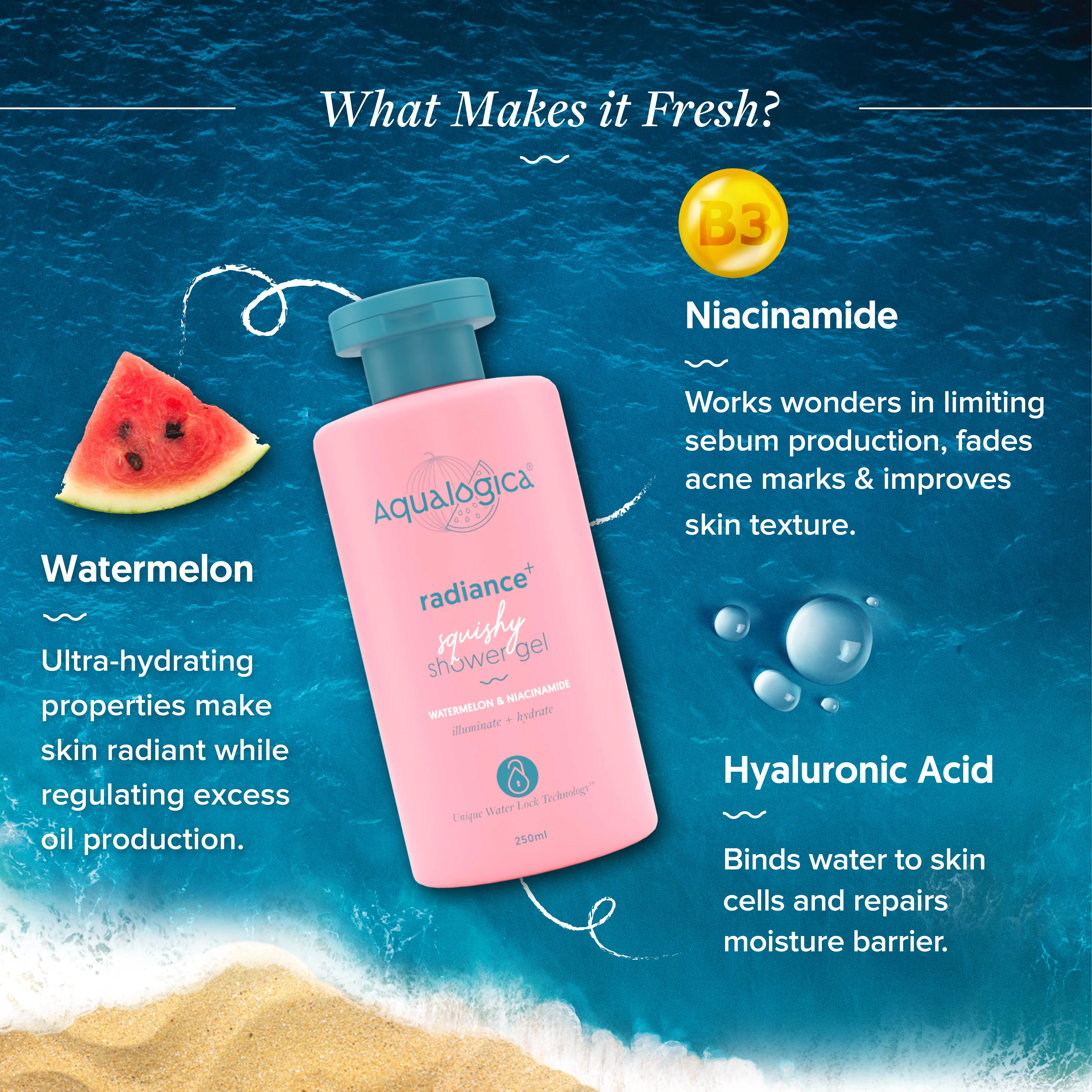 Radiance+ Squishy Shower Gel with Watermelon & Niacinamide for Radiant Skin - 250ml - Image 4