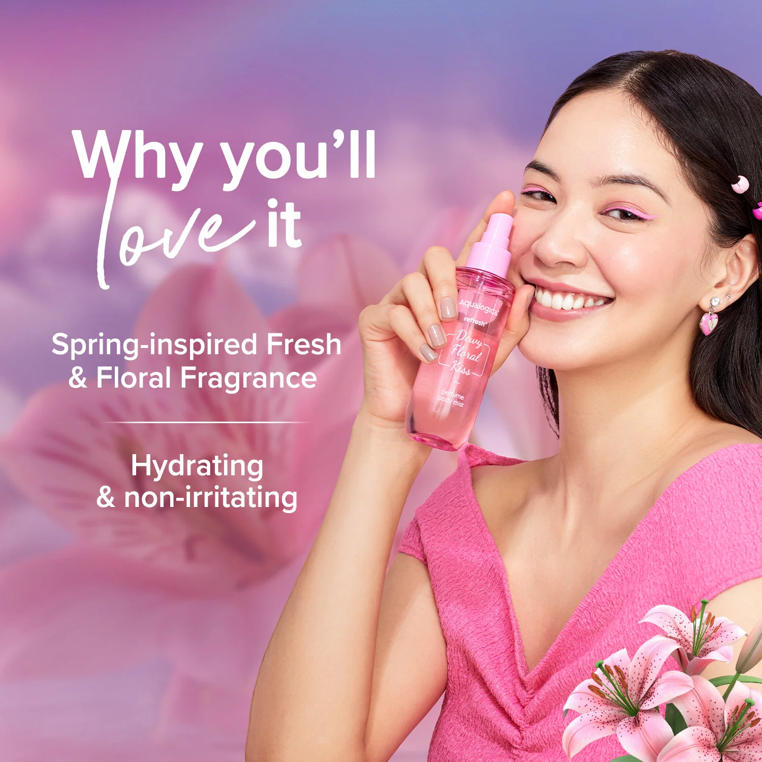Refresh+ Dewy Floral Kiss Perfume Body Mist with Zemea & Hyaluronic Acid- 150 ml - Image 5